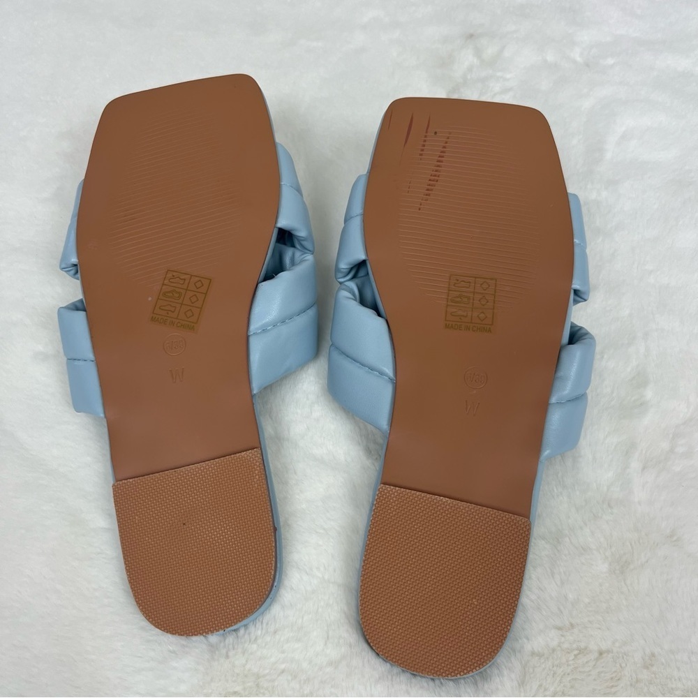 NWT BOOHOO WIDE WIDTH PADDED CRISS STRAP SLIDE SANDALS IN PASTEL BLUE SIZE 6 - Picture 11 of 15